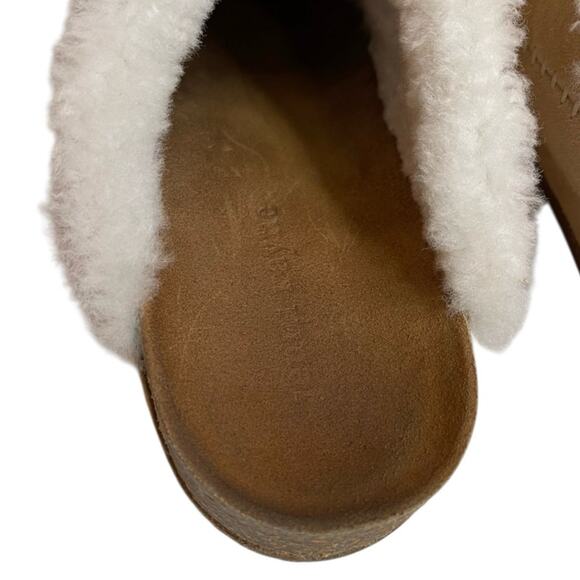 Jenni Kayne Shearling-Lined Moc Clog Natural Suede Slippers Size 38 Italy 8 US - Picture 11 of 15